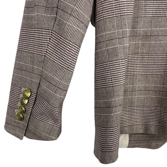 Banana Republic Double Breasted Checker Blazer Gold Button Size 6 - Picture 8 of 11